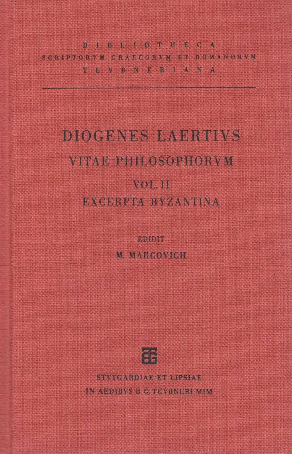 DIOGENIS LAERTII VITAE PHILOSOPHORUM VOL. II EXCERPTA BYZANTINA