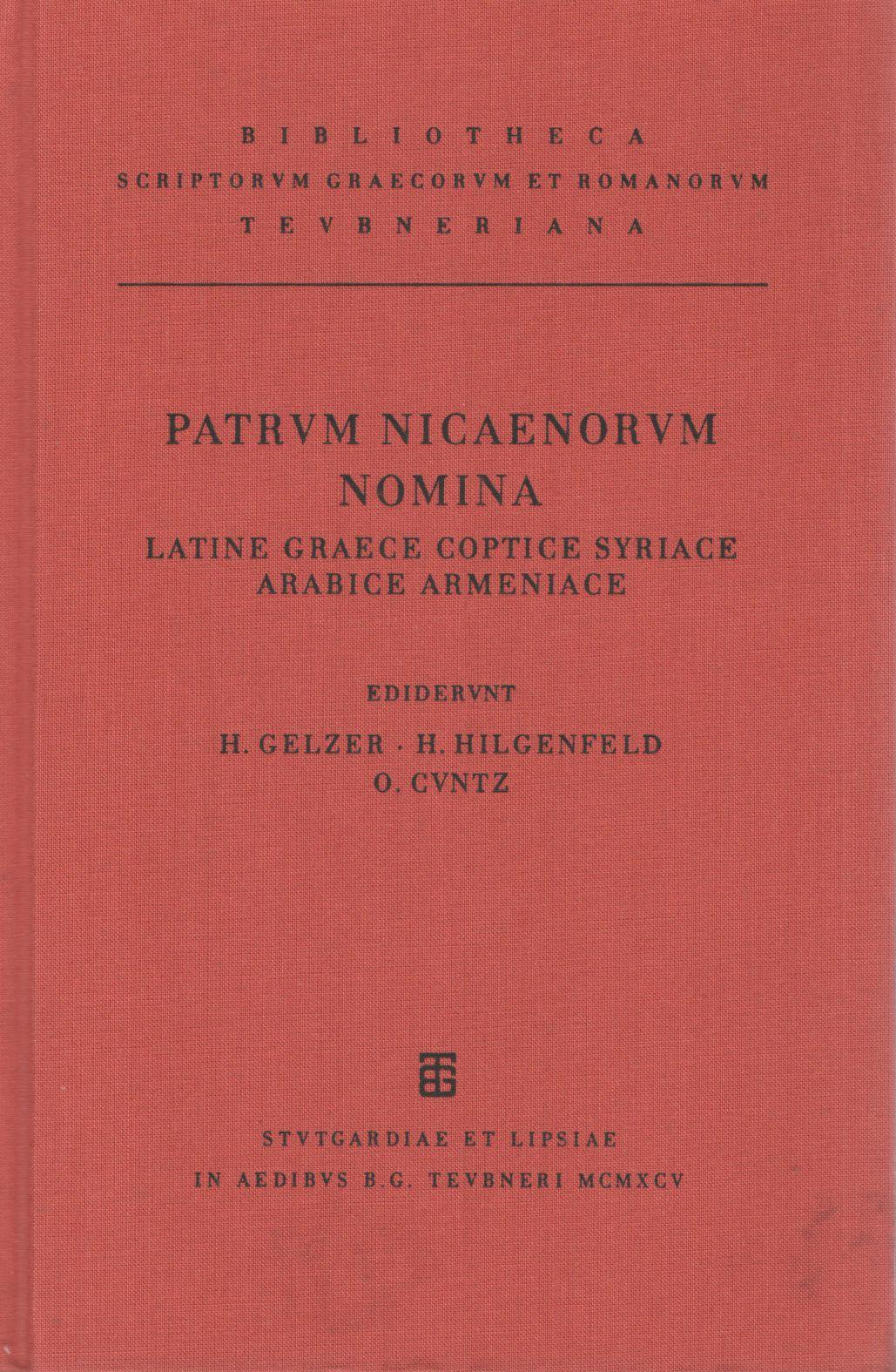 PATRUM NICAENORUM NOMINA LATINE GRAECE COPTICE SYRIACE ARABICE ARMENIACE