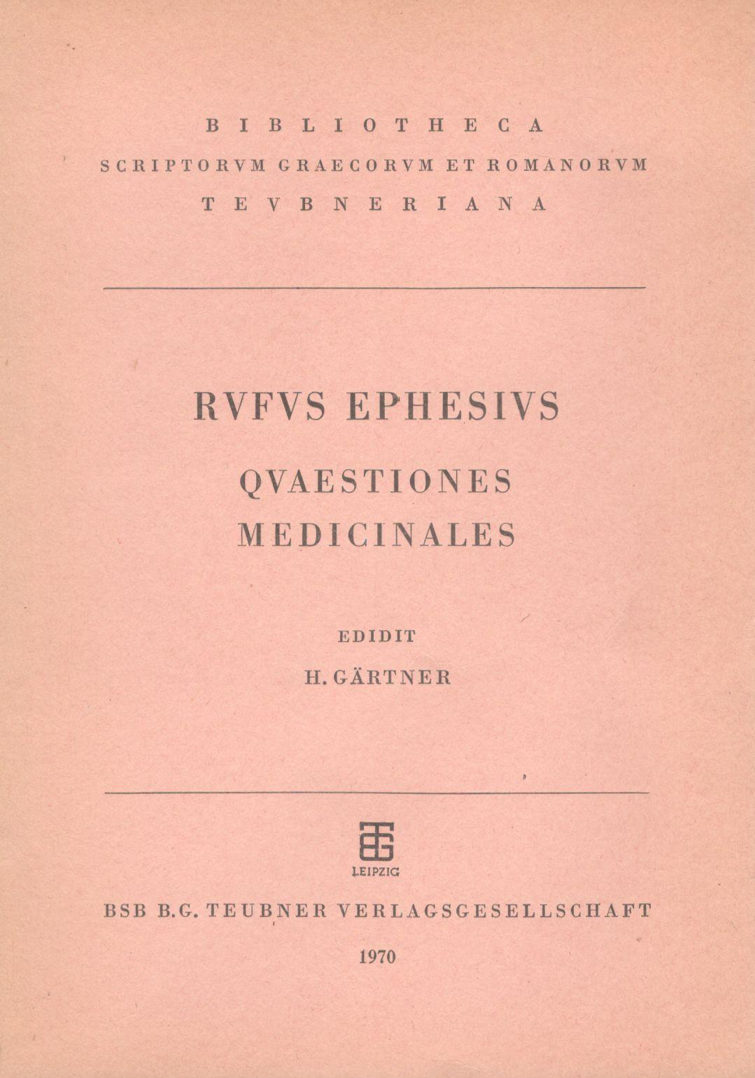 RUFI EPHESII QUAESTIONES MEDICINALES