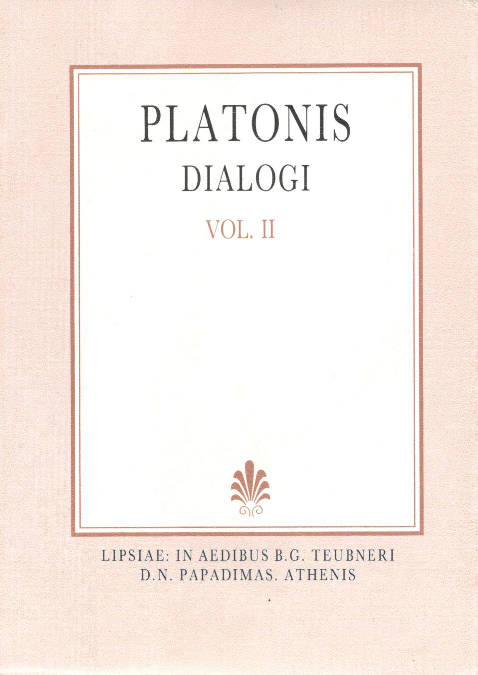 Platonis, Dialogi, Vol. II, [Πλάτωνος, Διάλογοι, τ. Β