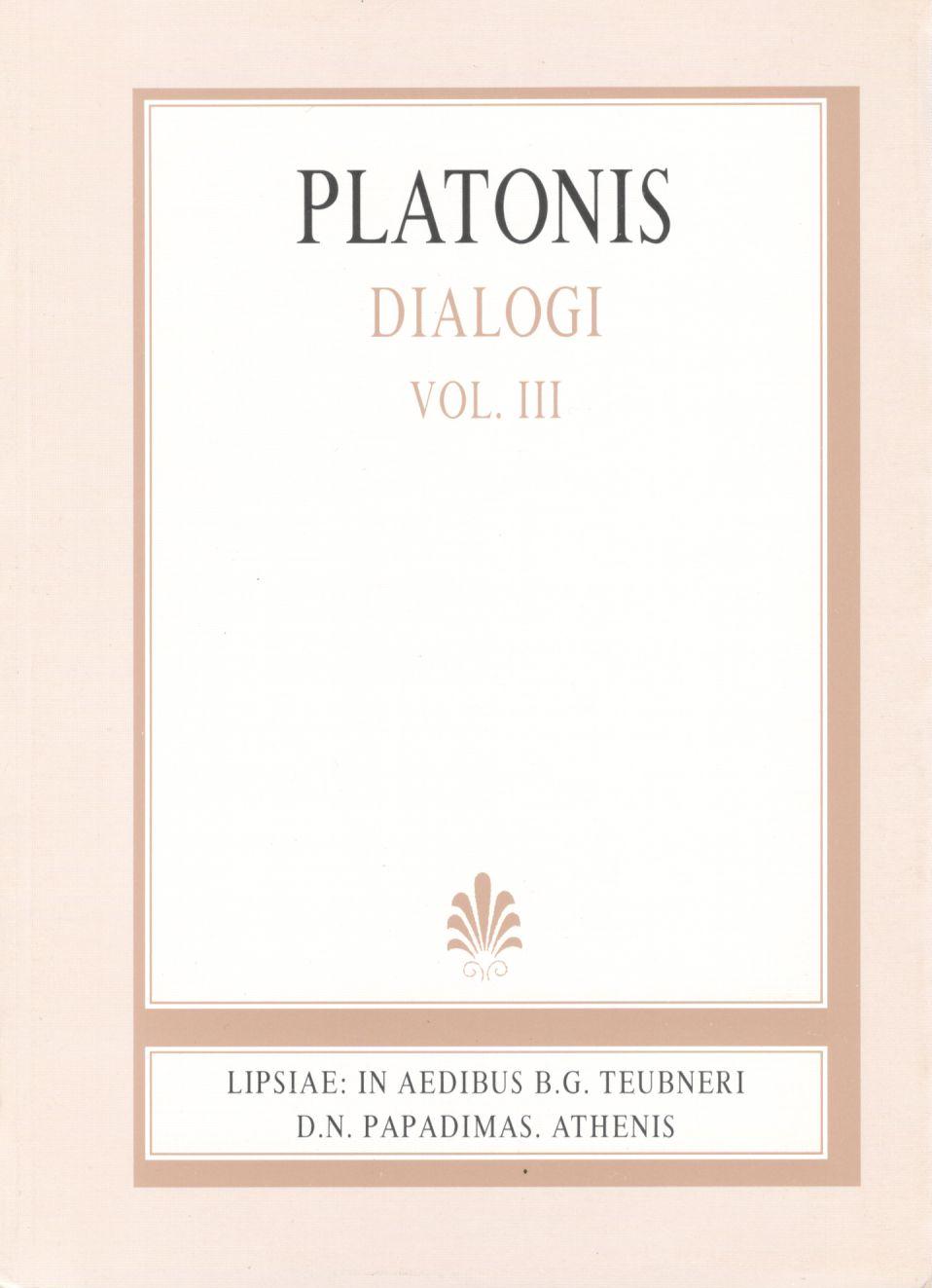 Platonis, Dialogi, Vol. III, [Πλάτωνος, Διάλογοι, τ. Γ