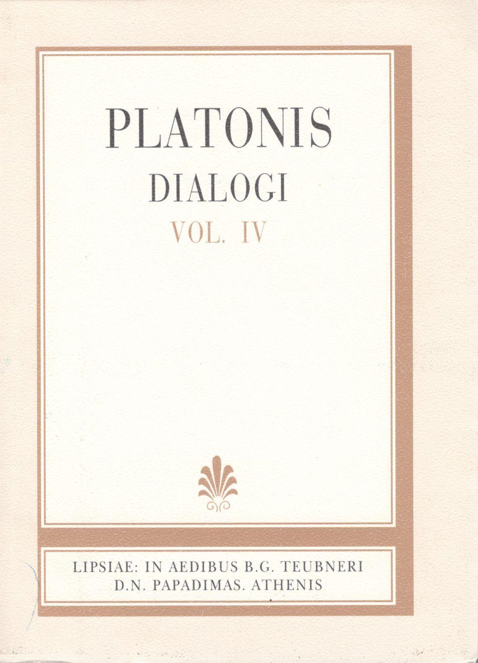 PLATONIS, DIALOGI, VOL. IV, (ΠΛΑΤΩΝΟΣ, ΔΙΑΛΟΓΟΙ, Τ, Δ