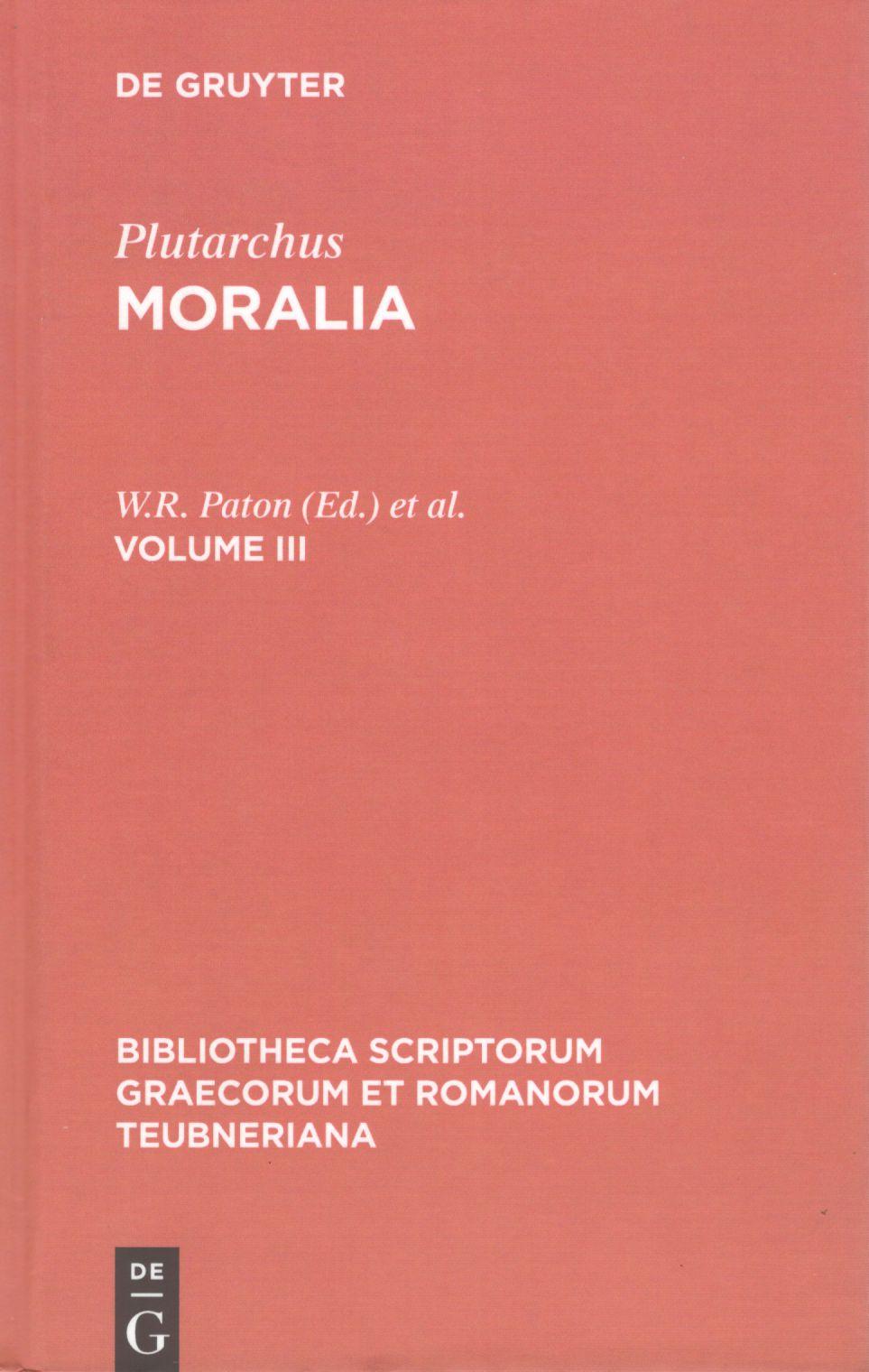 PLUTARCHI MORALIA VOLUME III