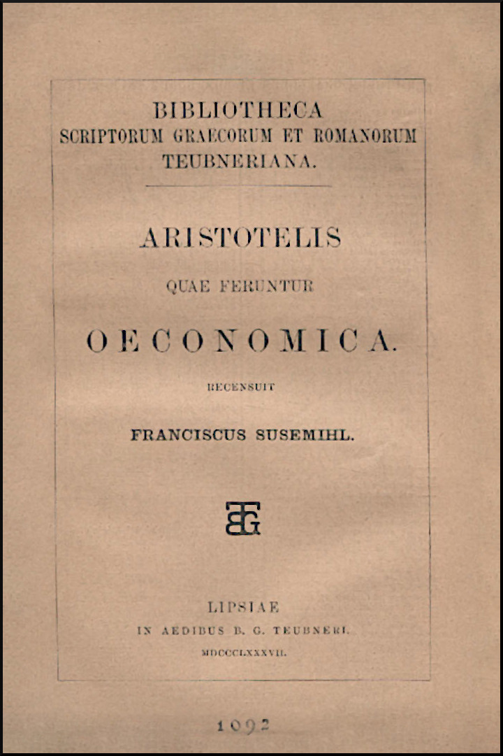 ARISTOTELIS QUAE FERUNTUR OECONOMICA