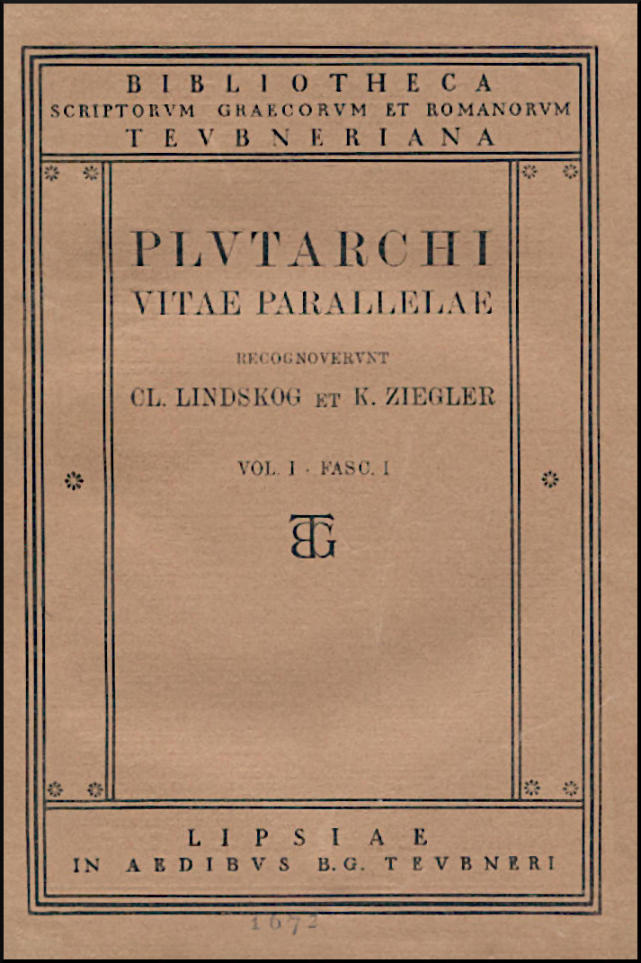 PLUTARCHI VITAE PARALLELAE, VOL. I, FASC I.