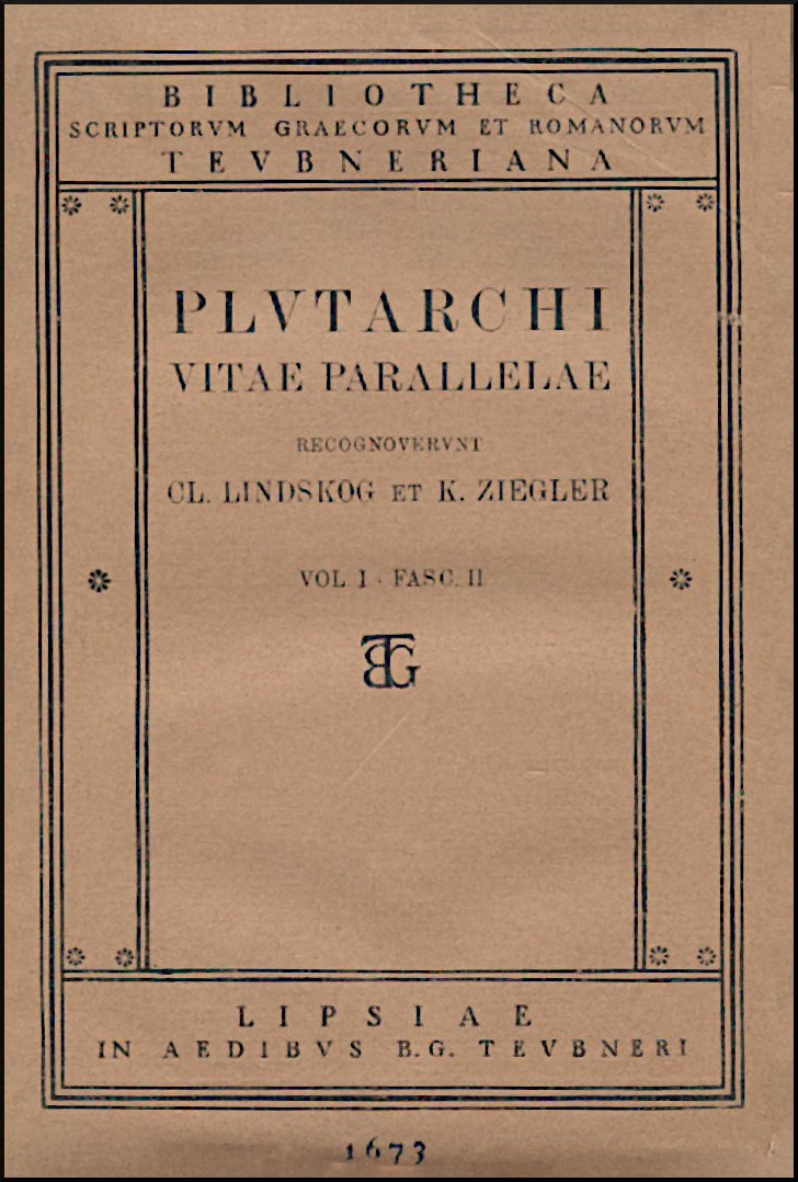 PLUTARCHI VITAE PARALLELAE, VOL. I, FASC II.