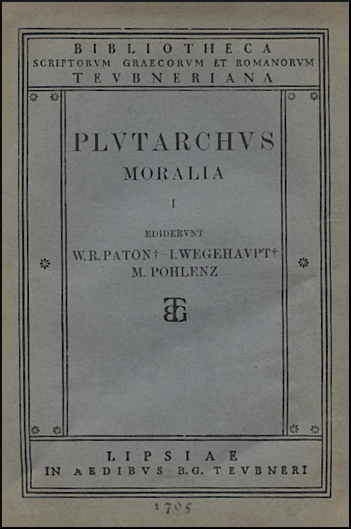 PLUTARCHI MORALIA, VOL. I