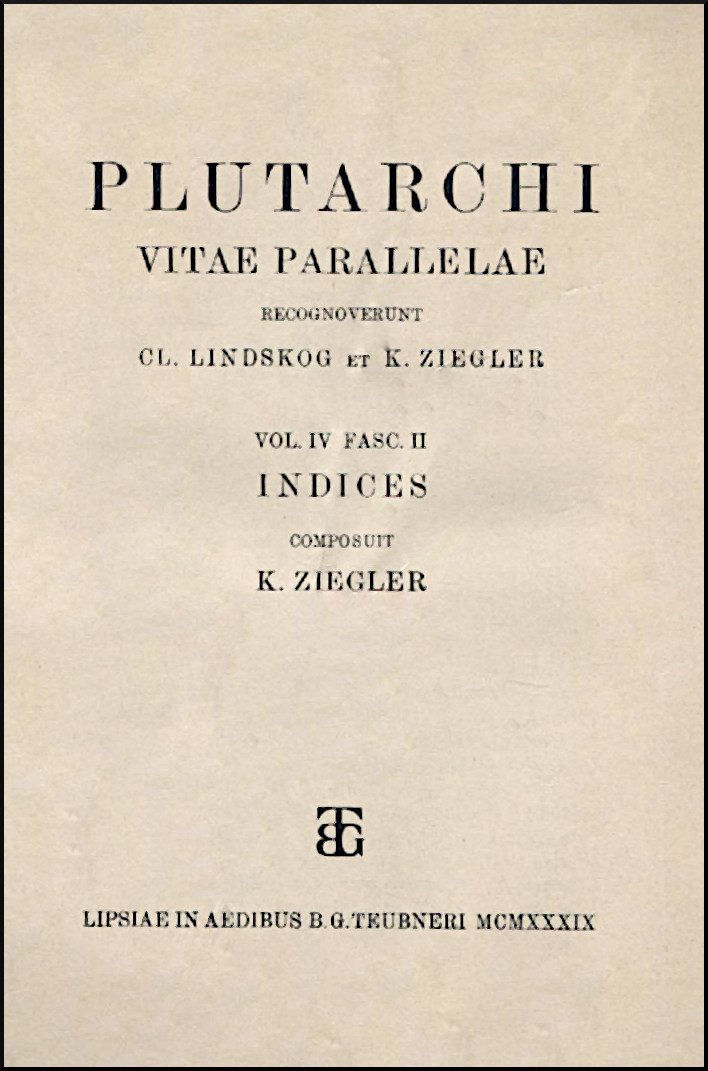 PLUTARCHI VITAE PARALLELAE, VOL. IV, FASC II