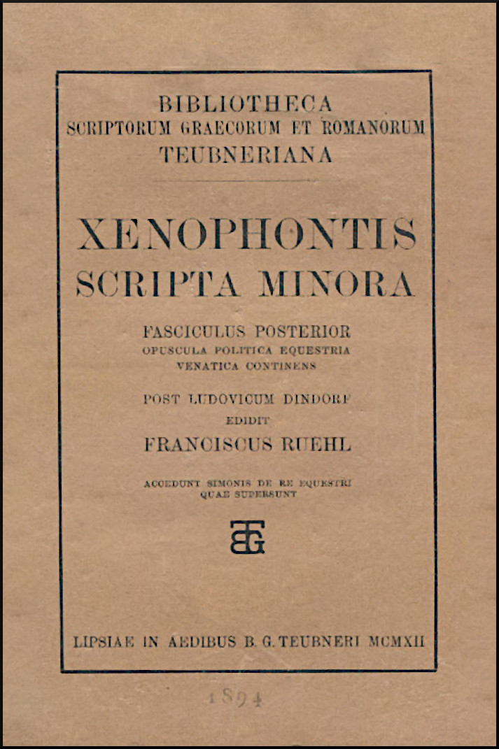 XENOPHONTIS SCRIPTA MINORA FASCICULUS POSTERIOR